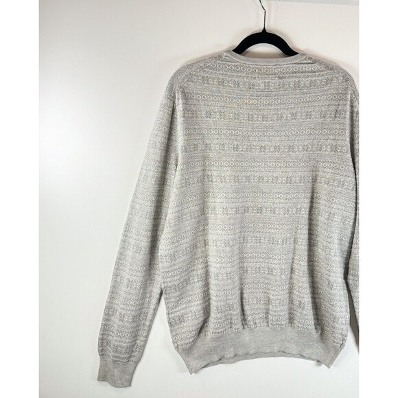 Polo Ralph Lauren Mens Sweater Gray Pima Cotton Fair Isle Knit Pullover Large - Picture 9 of 13
